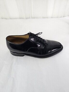 Johnston & Murphy Hyde Park II Black Leather Cap Toe Oxfords Dress Shoes 7.5 E/C